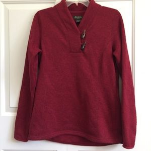 EUC knit hoodie fleece v neck with toggle closure